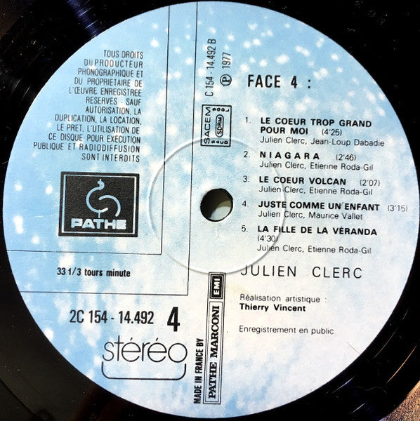 Julien Clerc - Julien Clerc (Enregistrement Public 1977) (3xVinyl, LP, Album) Very Good (VG) / Very Good (VG)