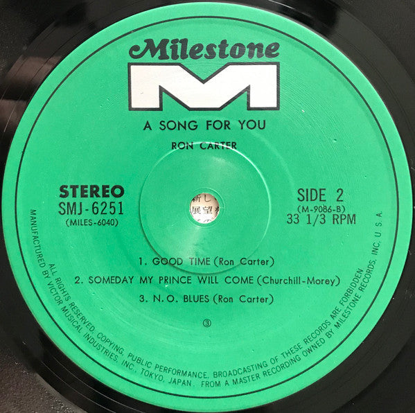 Ron Carter - A Song For You (Vinyl, LP, Album, Stereo)