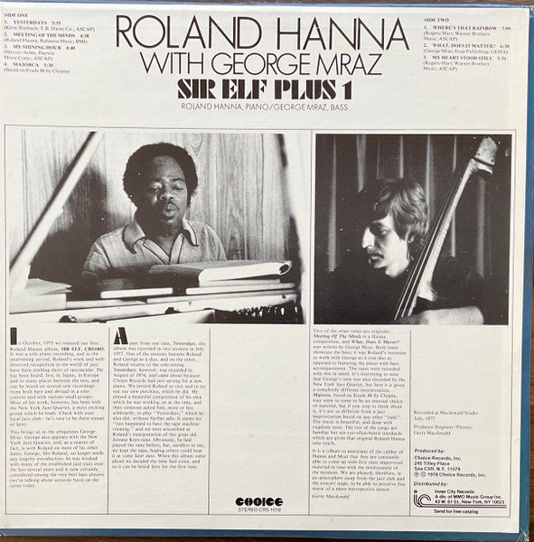 Roland Hanna - Sir Elf Plus 1 (Vinyl, LP, Album) Good Plus (G+) / Very Good (VG)