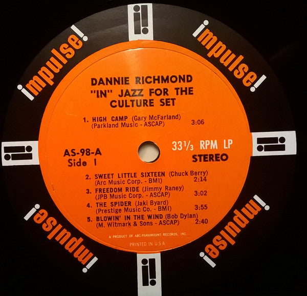 Dannie Richmond's "In" Crowd - "In" Jazz For The Culture Set (Vinyl, LP, Album, Stereo) Very Good Plus (VG+) / Good Plus (G+)