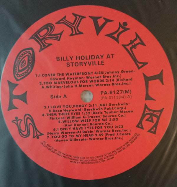 Billie Holiday - Billie Holiday At Storyville (Vinyl, LP, Album, Reissue, Mono) Near Mint (NM or M-) / Very Good (VG)