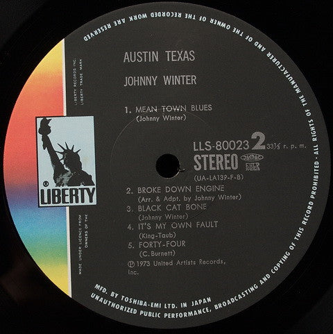 Johnny Winter - Austin Texas (Vinyl, LP, Album) Very Good Plus (VG+) / Very Good Plus (VG+)