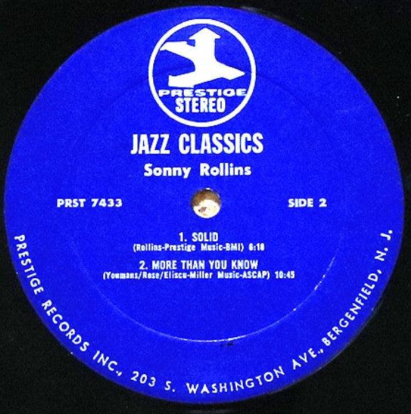Sonny Rollins - Jazz Classics (Vinyl, LP, Album, Reissue, Remastered, Stereo) Very Good (VG) / Good (G)
