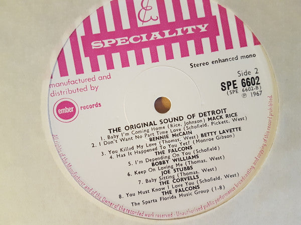 Various - The Original Sound Of Detroit (Vinyl, LP, Compilation, Mono) Very Good (VG) / Very Good (VG)