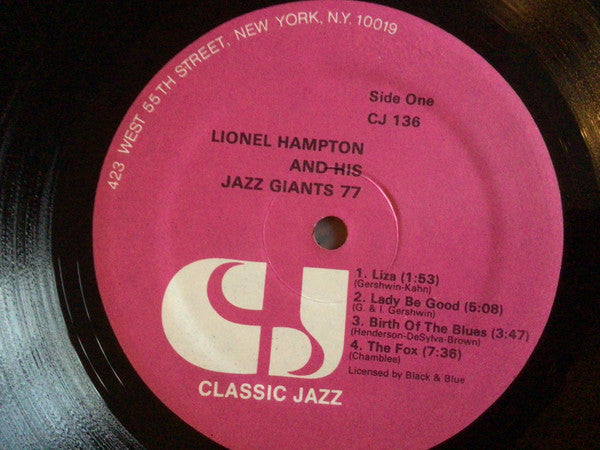 Lionel Hampton & His Giants Of Jazz - Lionel Hampton And His Jazz Giants 77 (Vinyl, LP, Album) Very Good Plus (VG+) / Very Good Plus (VG+)