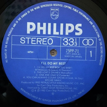 The Ritchie Family - I'll Do My Best (Vinyl, LP, Album) Near Mint (NM or M-) / Very Good (VG)