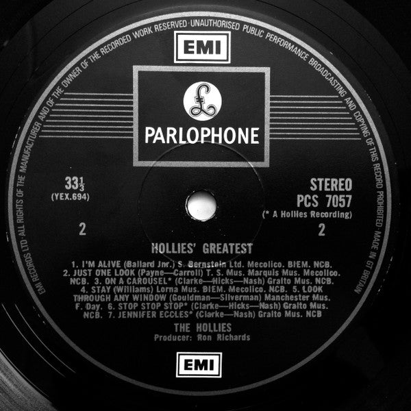 The Hollies - Hollies' Greatest (Vinyl, LP, Compilation, Repress, Stereo) Very Good (VG) / Very Good Plus (VG+)