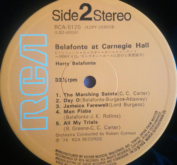 Harry Belafonte - Belafonte At Carnegie Hall: The Complete Concert (2xVinyl, LP, Album, Stereo) Very Good (VG) / Good Plus (G+)