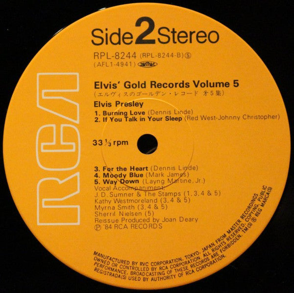 Elvis Presley - Elvis' Gold Records Volume 5 (Vinyl, LP, Compilation) Near Mint (NM or M-) / Very Good Plus (VG+)