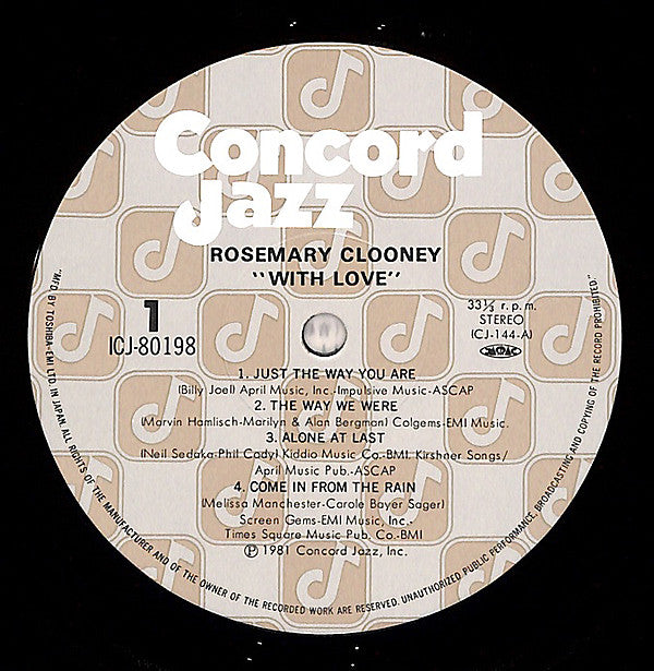 Rosemary Clooney - With Love (Vinyl, LP, Album, Stereo) Near Mint (NM or M-) / Very Good (VG)