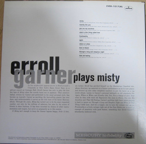 Erroll Garner - Erroll Garner Plays Misty (Vinyl, LP, Album, Reissue, Mono) Very Good Plus (VG+) / Very Good (VG)