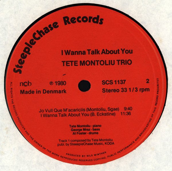 Tete Montoliu Trio - I Wanna Talk About You (Vinyl, LP) Very Good Plus (VG+) / Very Good Plus (VG+)