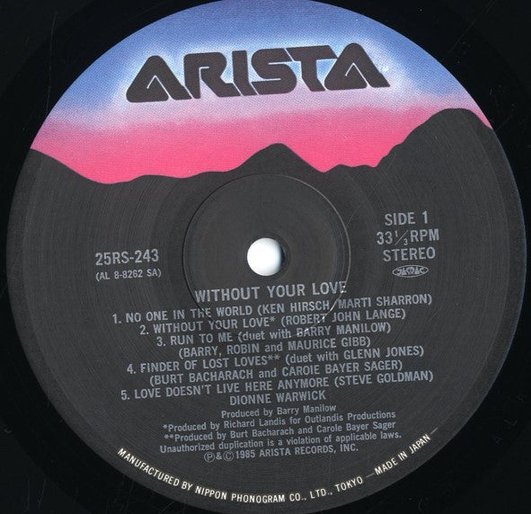 Dionne Warwick - Without Your Love (Vinyl, LP, Album) Very Good Plus (VG+) / Very Good (VG)