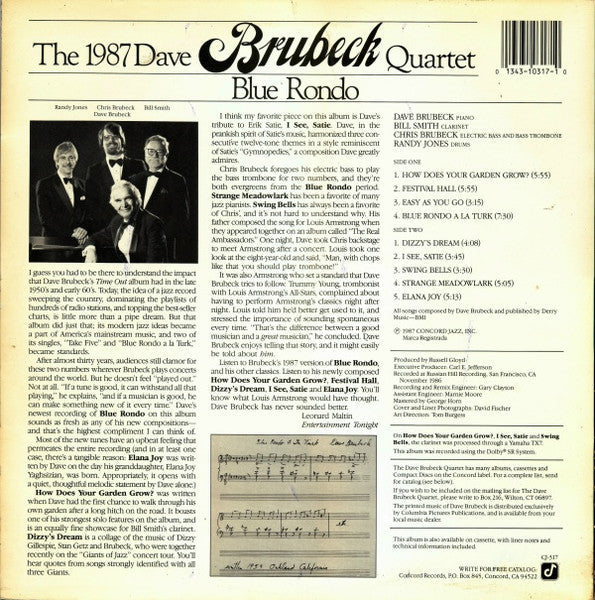 The Dave Brubeck Quartet - Blue Rondo (Vinyl, LP, Album, Stereo) Very Good Plus (VG+) / Very Good Plus (VG+)