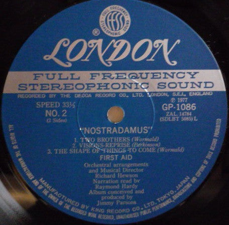 First Aid (5) - Nostradamus (Vinyl, LP, Album) Good Plus (G+) / Very Good Plus (VG+)