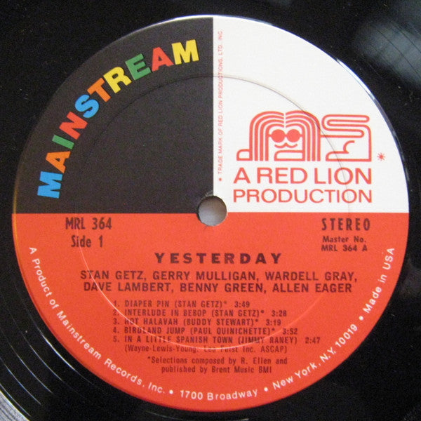 Stan Getz - Yesterday (Vinyl, LP, Compilation) Very Good (VG) / Good Plus (G+)
