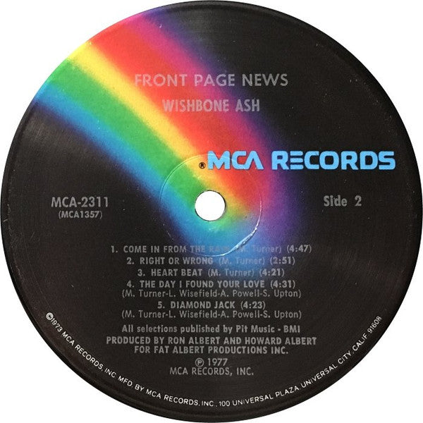 Wishbone Ash - Front Page News (Vinyl, LP, Album) Very Good Plus (VG+) / Very Good (VG)