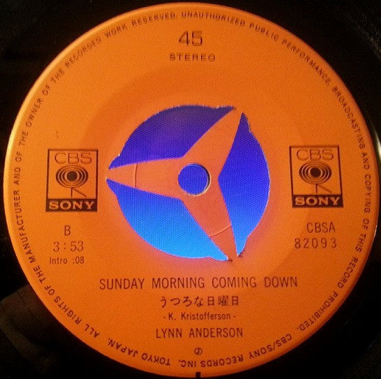 Lynn Anderson - Rose Garden / Sunday Morning Coming Down (Vinyl, 7", Single, 45 RPM) Very Good Plus (VG+) / Very Good Plus (VG+)