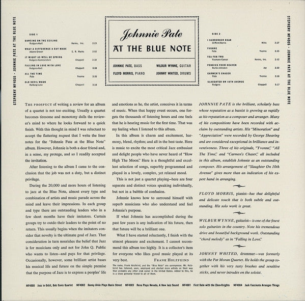 Johnny Pate - Johnnie Pate At The Blue Note (Vinyl, LP, Album, Reissue) Very Good (VG) / Very Good Plus (VG+)