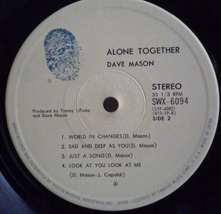 Dave Mason - Alone Together (Vinyl, LP, Album) Very Good Plus (VG+) / Very Good Plus (VG+)