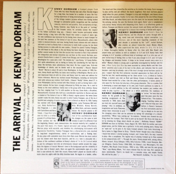 Kenny Dorham - The Arrival Of Kenny Dorham (Vinyl, LP, Album, Limited Edition, Reissue, Stereo) Very Good Plus (VG+) / Very Good Plus (VG+)