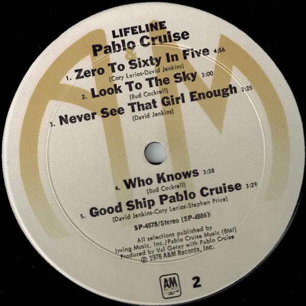 Pablo Cruise - Lifeline (Vinyl, LP, Album, Stereo) Very Good Plus (VG+) / Very Good (VG)