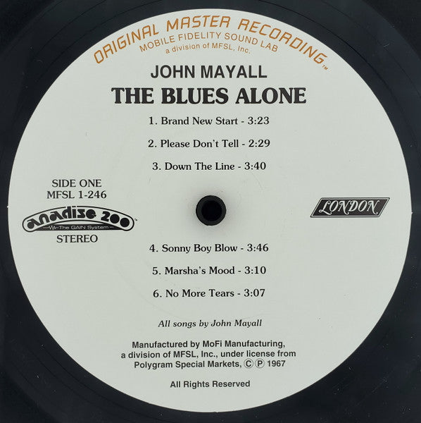 John Mayall - The Blues Alone (Vinyl, LP, Album, Limited Edition, Numbered, Remastered, Stereo) Mint (M) / Mint (M)