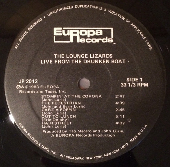 Lounge Lizards - Live From The Drunken Boat (Vinyl, LP, Album) Very Good (VG) / Very Good (VG)