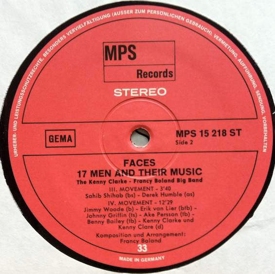 Clarke-Boland Big Band - Faces (17 Men And Their Music) (Vinyl, LP, Album) Very Good Plus (VG+) / Very Good (VG)
