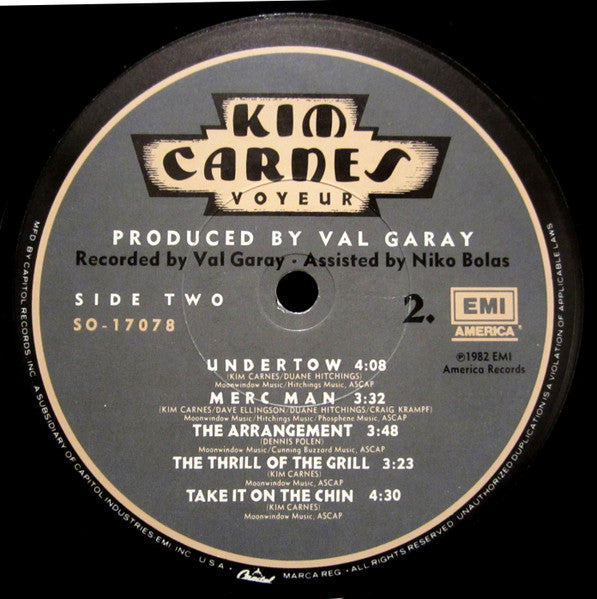 Kim Carnes - Voyeur (Vinyl, LP, Album) Very Good (VG) / Good Plus (G+)