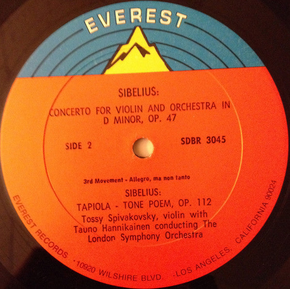 Jean Sibelius - Concerto In D Minor, Op. 47 For Violin And Orchestra / Tapiola, Op. 112 (Tone Poem) (Vinyl, LP, Reissue, Stereo) Very Good (VG) / Very Good (VG)