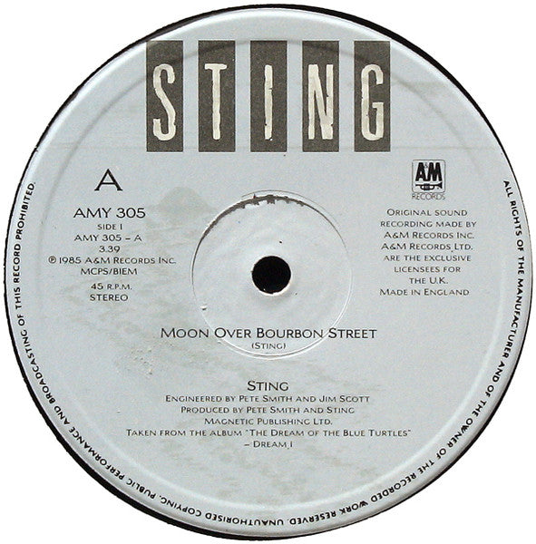 Sting - Moon Over Bourbon Street (Vinyl, 12", Single, 45 RPM) Very Good Plus (VG+) / Very Good Plus (VG+)
