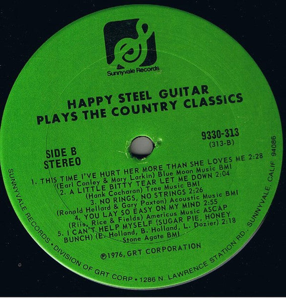 Happy Steel Guitar - Plays The Country Classics (Vinyl, LP, Album) Very Good Plus (VG+) / Very Good (VG)
