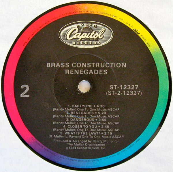 Brass Construction - Renegades (Vinyl, LP, Album) Very Good (VG) / Very Good (VG)