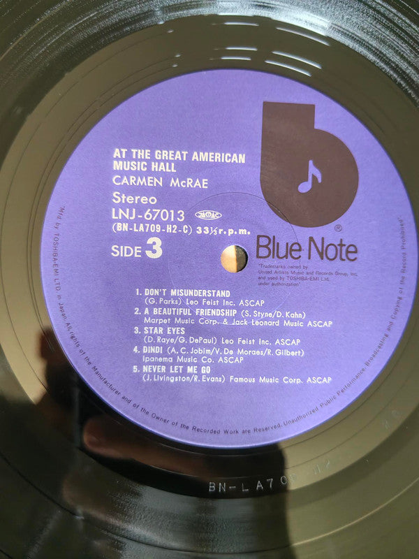 Carmen McRae - Carmen McRae At The Great American Music Hall (2xVinyl, LP, Album, Stereo) Very Good Plus (VG+) / Good Plus (G+)