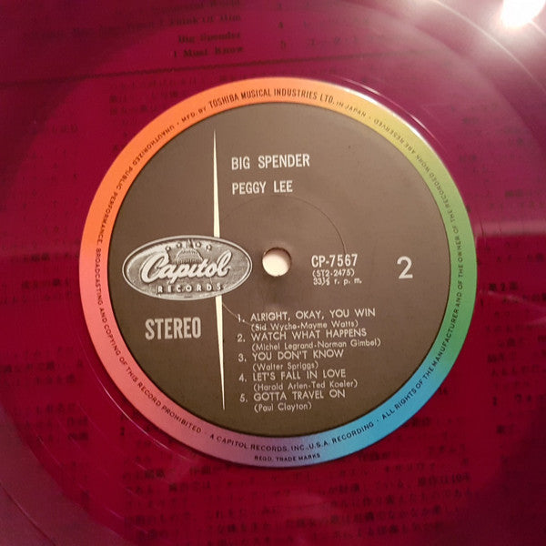 Peggy Lee - Big Spender (Vinyl, LP, Album, Stereo) Good Plus (G+) / Very Good (VG)