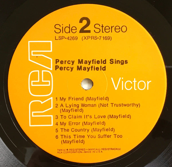 Percy Mayfield - Sings Percy Mayfield (Vinyl, LP, Album, Stereo) Very Good (VG) / Good (G)