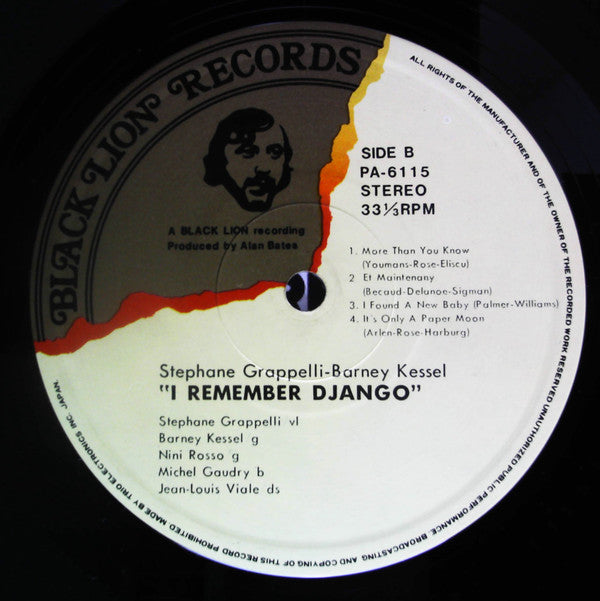 Stéphane Grappelli - I Remember Django (Vinyl, LP, Album, Reissue, Stereo) Very Good Plus (VG+) / Very Good Plus (VG+)