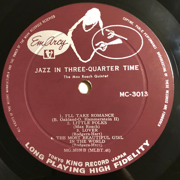 Max Roach - Jazz In 3/4 Time (Vinyl, LP, Album, Mono) Good Plus (G+) / Very Good (VG)