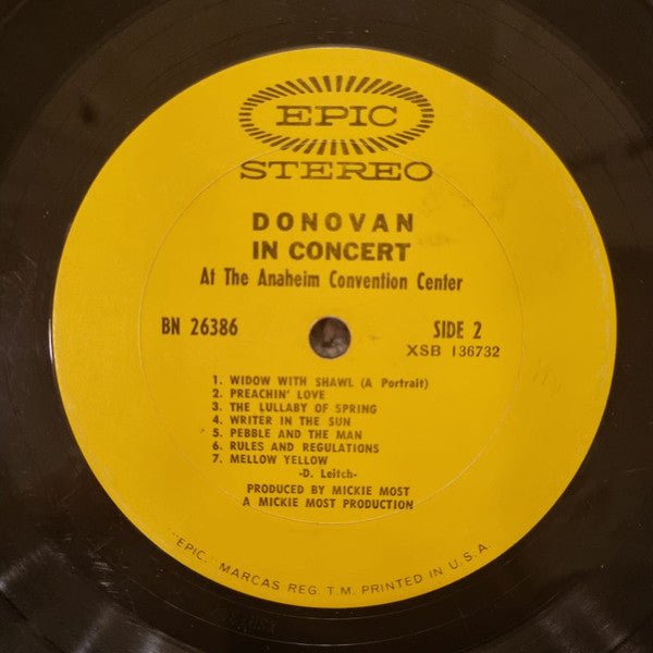 Donovan - Donovan In Concert (Vinyl, LP, Album) Very Good (VG) / Good Plus (G+)