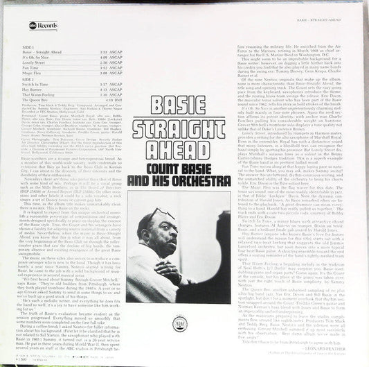 Count Basie Orchestra - Basie Straight Ahead (Vinyl, LP, Album, Repress) Very Good Plus (VG+) / Very Good (VG)