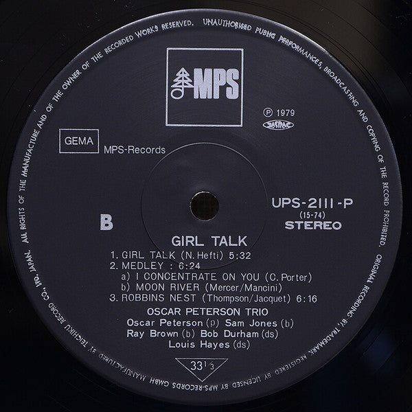Oscar Peterson - Girl Talk (Vinyl, LP, Album, Reissue, Stereo) Very Good Plus (VG+) / Very Good Plus (VG+)