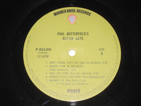 Paul Butterfield - Better Days (Vinyl, LP, Album)