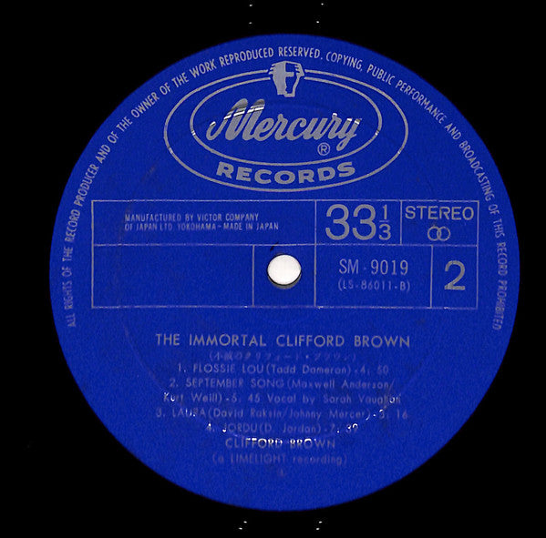 Clifford Brown - The Immortal Clifford Brown (2xVinyl, LP, Compilation, Mono) Good Plus (G+) / Very Good Plus (VG+)