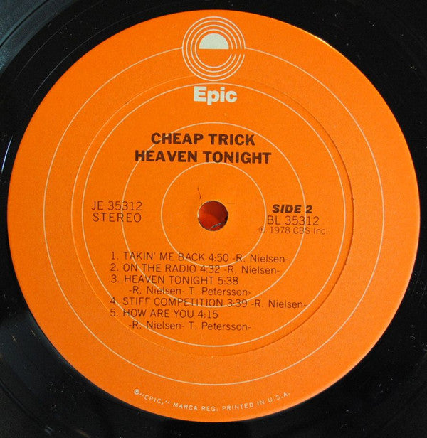 Cheap Trick - Heaven Tonight (Vinyl, LP, Album) Very Good Plus (VG+) / Very Good (VG)