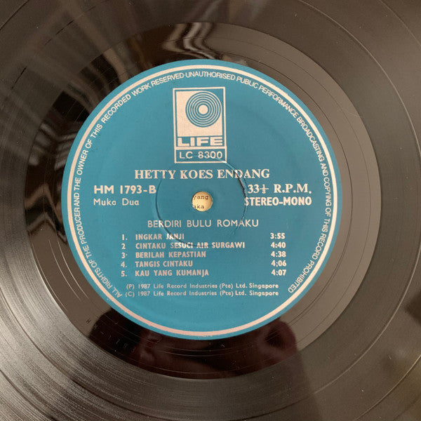Hetty Koes Endang - Berdiri Bulu Romaku (Vinyl, LP, Album) Very Good Plus (VG+) / Very Good Plus (VG+)