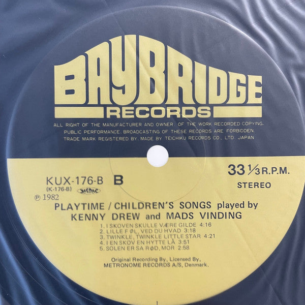 Kenny Drew - Playtime - Children's Songs Played By Kenny Drew And Mads Vinding (Vinyl, LP, Stereo) Very Good Plus (VG+) / Very Good Plus (VG+)