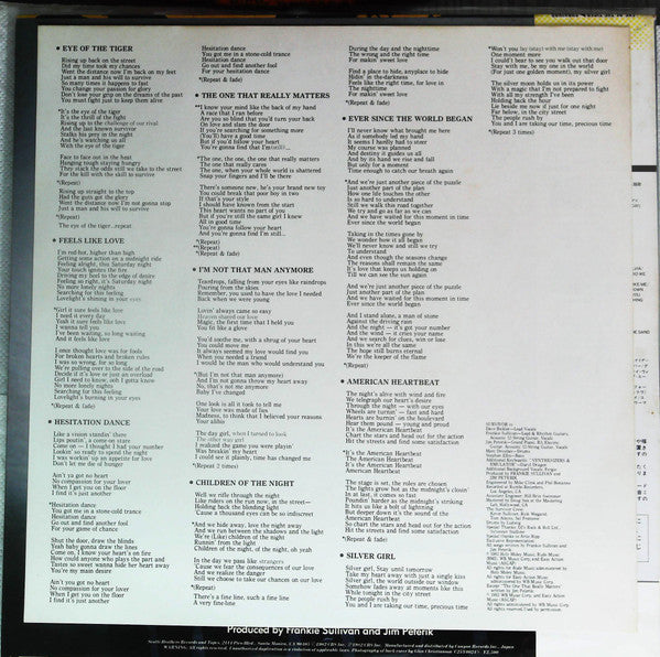 Survivor - Eye Of The Tiger (Vinyl, LP, Album, Stereo) Very Good Plus (VG+) / Very Good Plus (VG+)