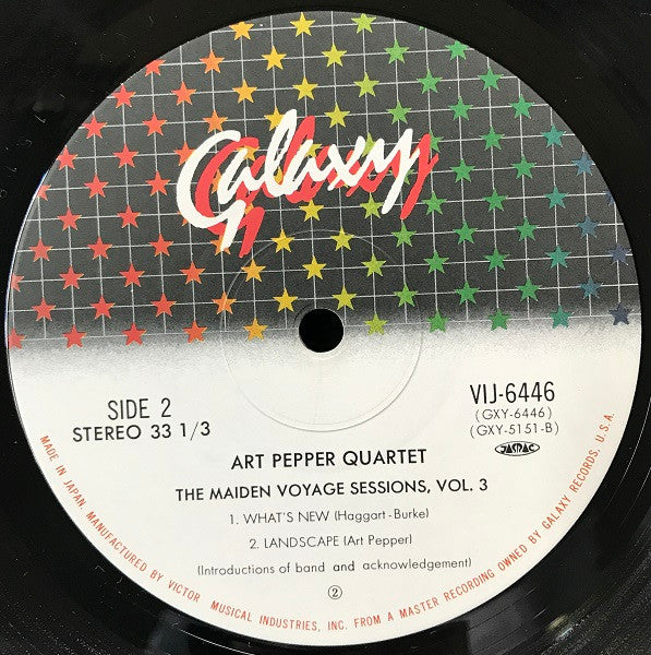 Art Pepper Quartet - The Maiden Voyage Sessions, Vol. 3 (Vinyl, LP, Album) Very Good (VG) / Very Good Plus (VG+)