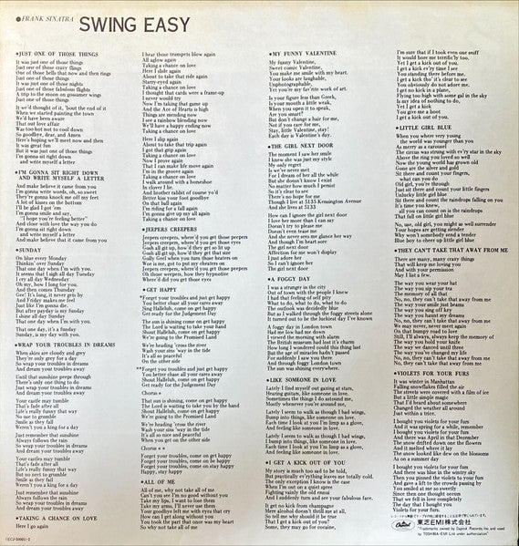 Frank Sinatra - Swing Easy! And Songs For Young Lovers (Vinyl, LP, Compilation, Reissue, Mono) Near Mint (NM or M-) / Very Good Plus (VG+)